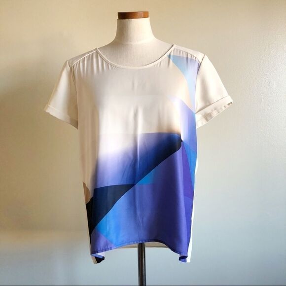 Calvin Klein multicolored ivory print blouse L/G - Picture 1 of 7